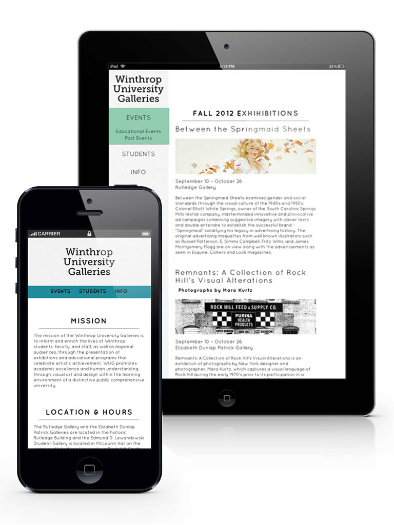 work sample-Winthrop Galleries responsive website design and development