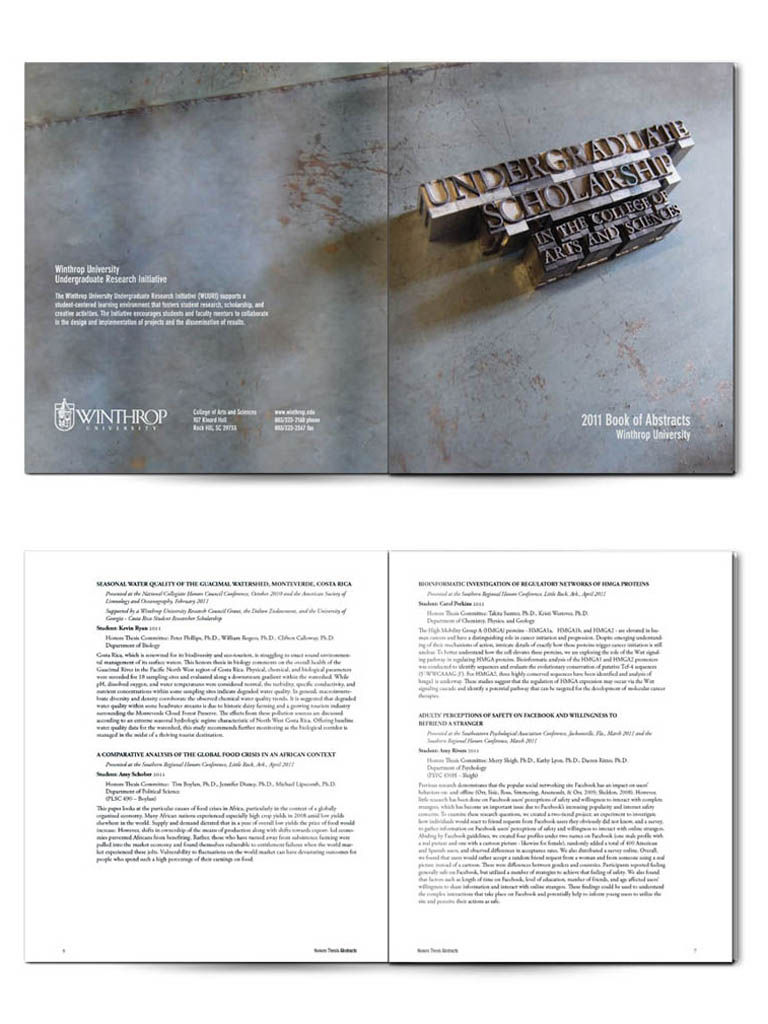 work sample-Winthrop Book of Abstracts, cover and interior layout design